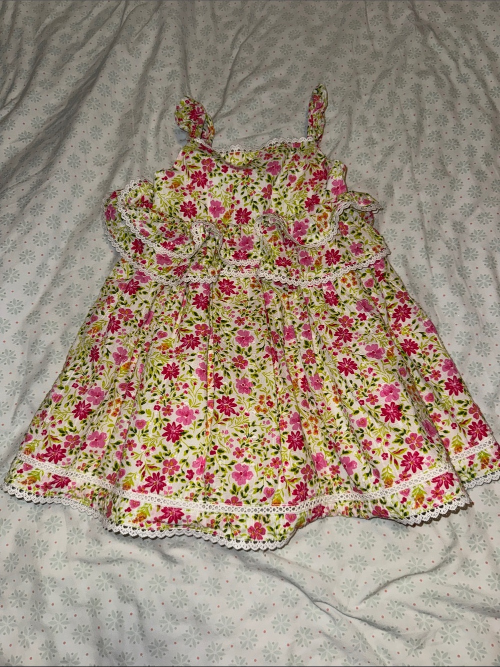 Tommy Bahama Pink and Green Floral Sundress with Lace
